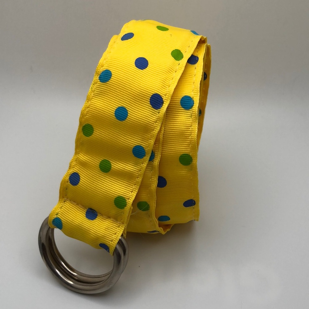 YRI Womens Yellow and Multi Color Polka Dot Sz Large Belt. Made in USA